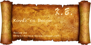 Kovács Becse névjegykártya